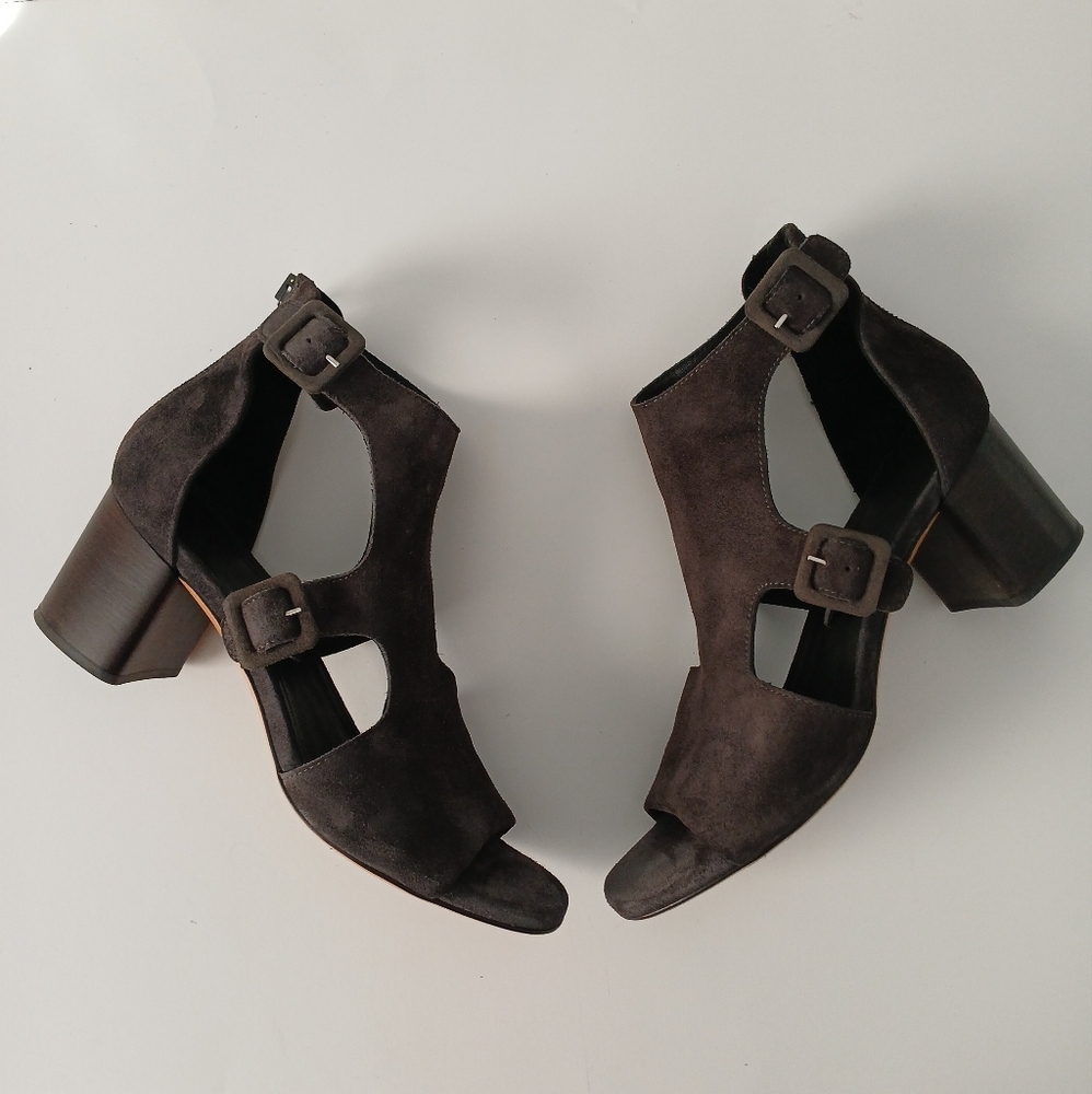 Rag & Bone Women's Matteo Block Heel Suede Gladiator Sandals Grey Suede Size 9US